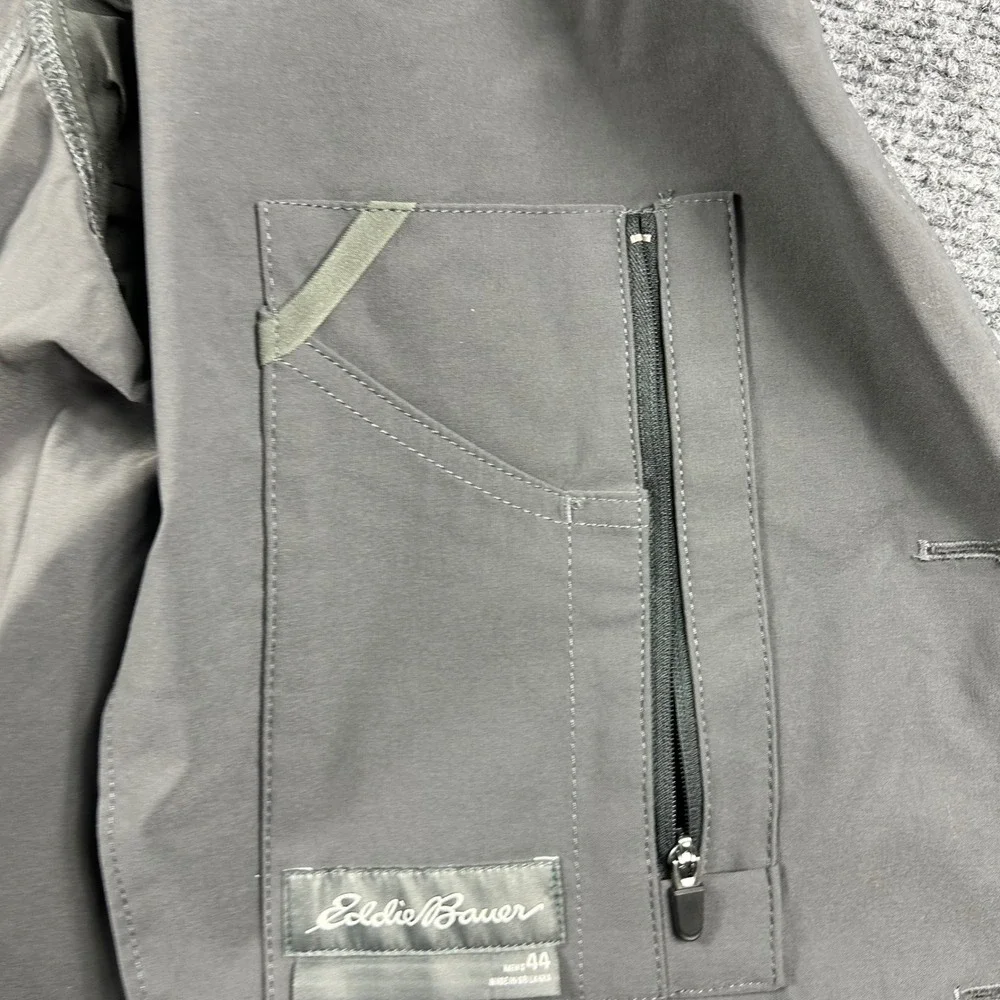 Eddie Bauer Blazer Mens 44 Gray‎ Nylon Spandex Stretch 3-Button Travel Jacket